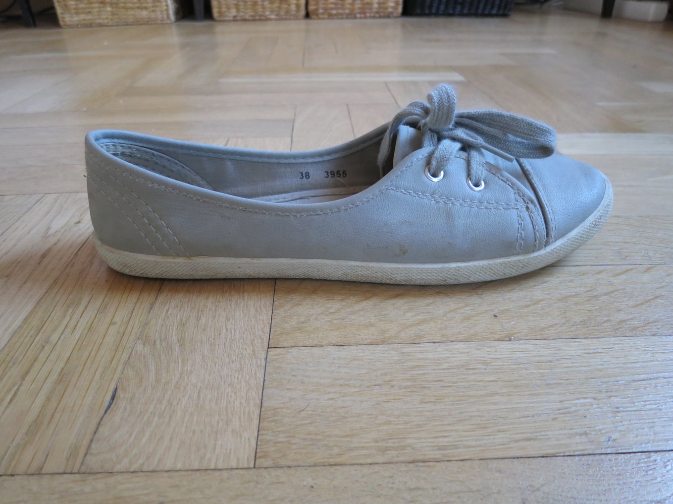 Hellgraue offene Sneaker/ Halbschuhe/ Ballerinas, Gr. 38
