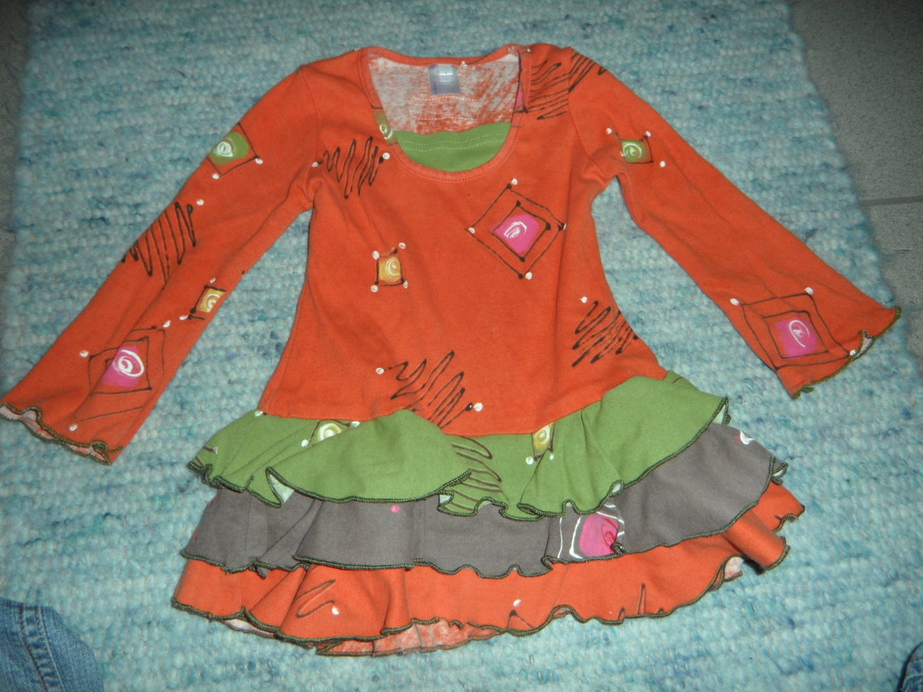 Sahneteilchen Tunika Kleid aus Südafrika handbemalt 104/110/116