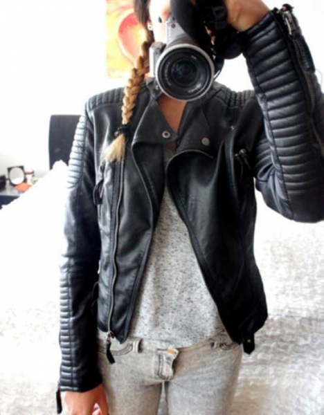 Kunstlederjacke im Biker Look