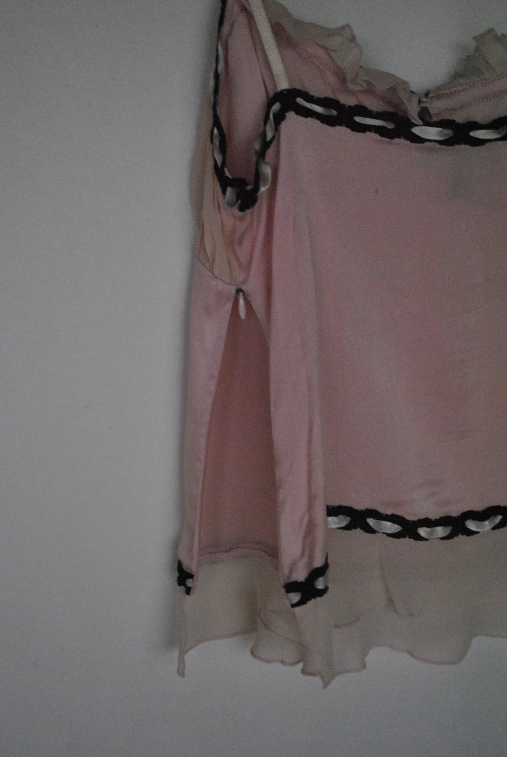 Top in  Burlesque-Stil supersüß rosa Gr S echte Seide  Stretch