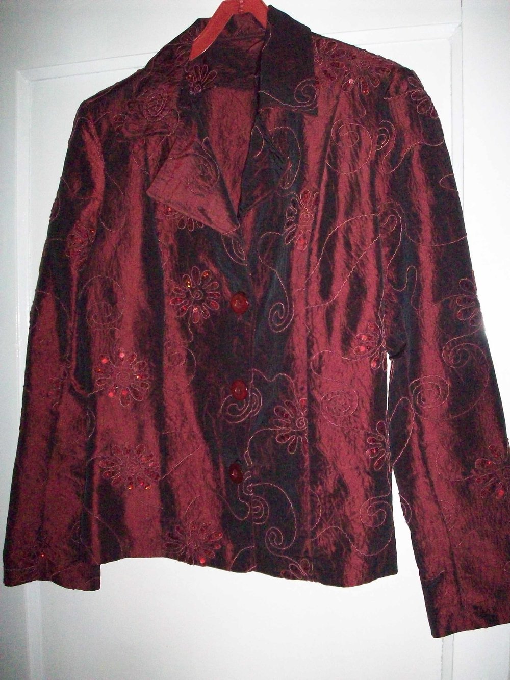 Blazerjacke bordeauxrot mit Pailetten Gr M