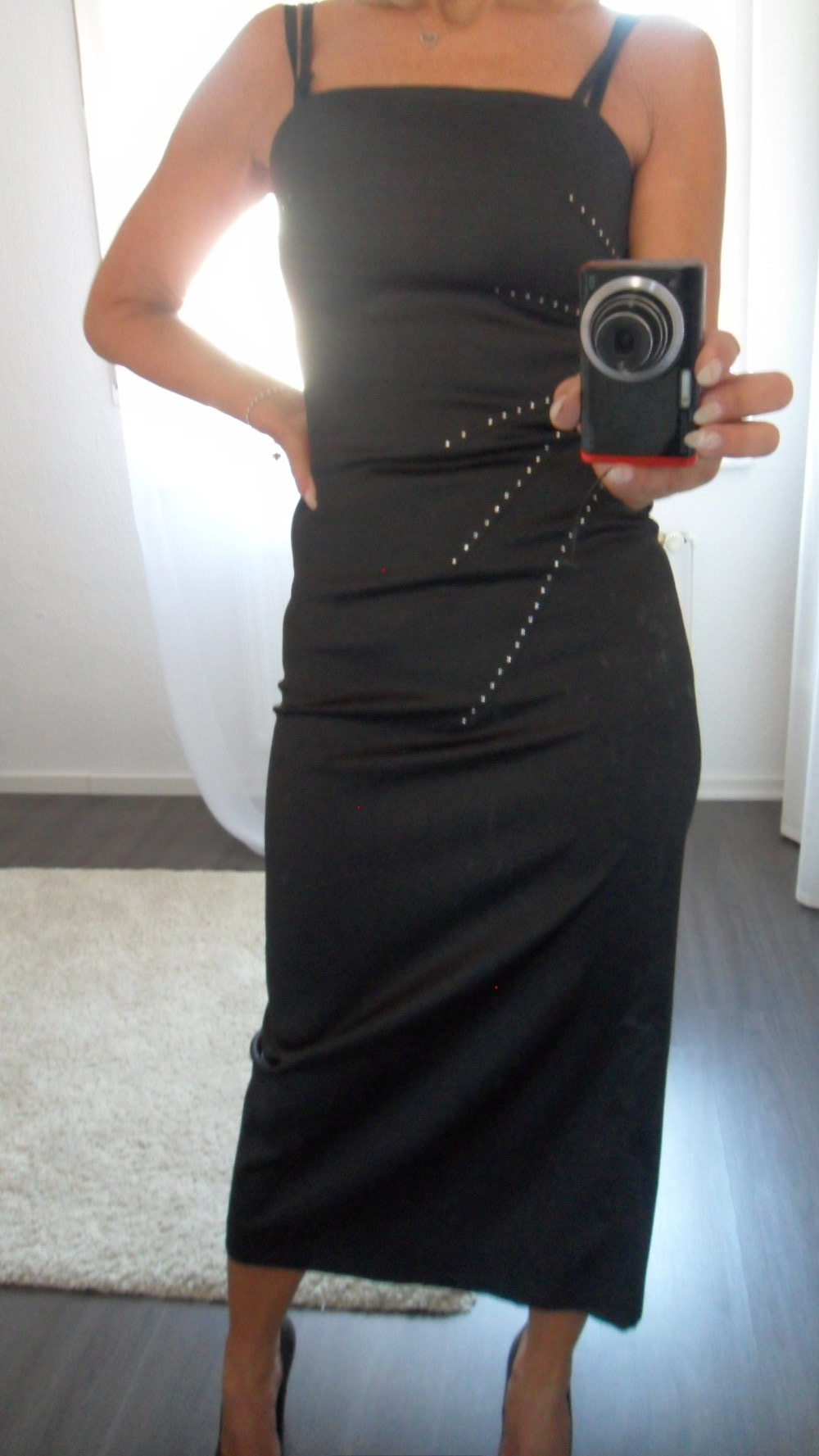 Hallhuber - Abendkleid -schwarz mit Glitzersteinen - 34 - Wie neu - 