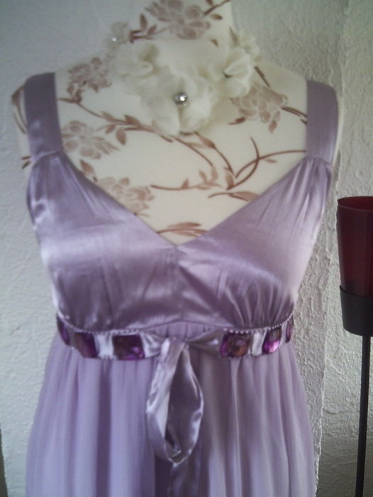 ChiffonSatinkleid neu Perlen/Schleife boheme