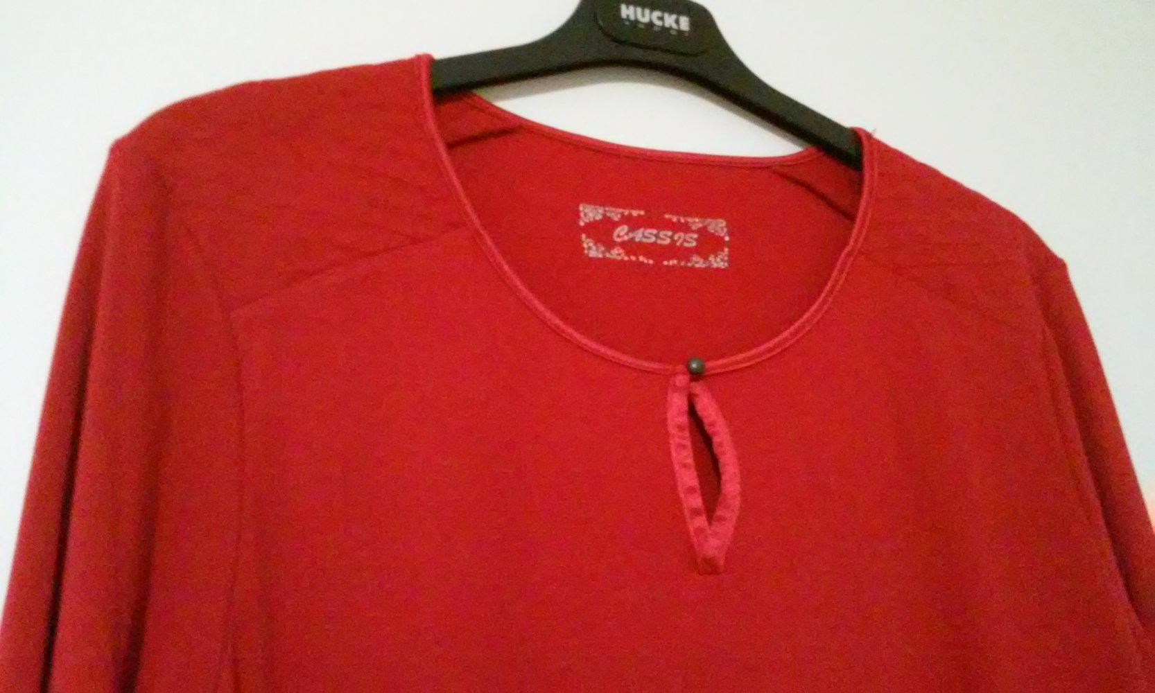 Shirt rot/strech langarm Rundhalsausschnitt Schulterbereich doppellagig gesteppt 