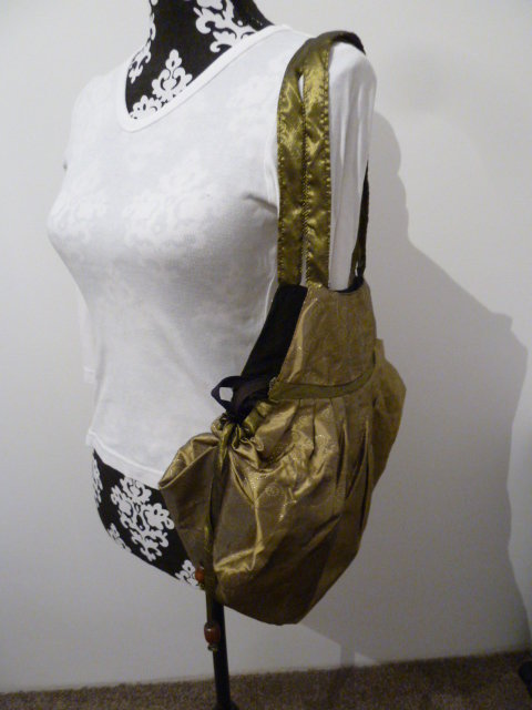 Tasche Beutel / Thailand / grün / auffällig / Glitzer / Stoff