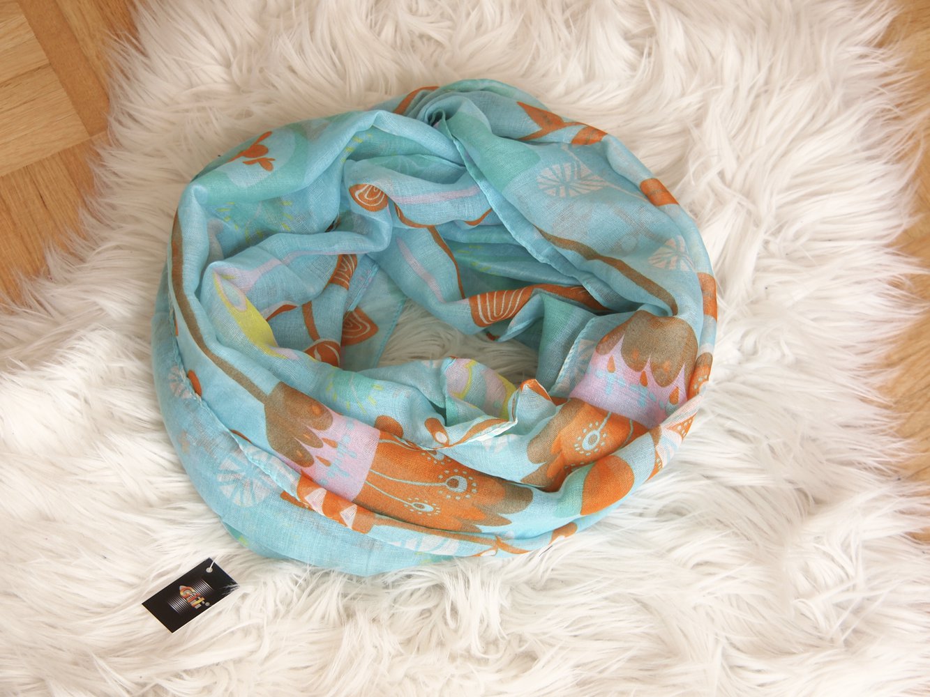 Loopschal Schlauchschal Loop Schal Tuch Chiffon dünn Sommer türkis bunt Muster neu