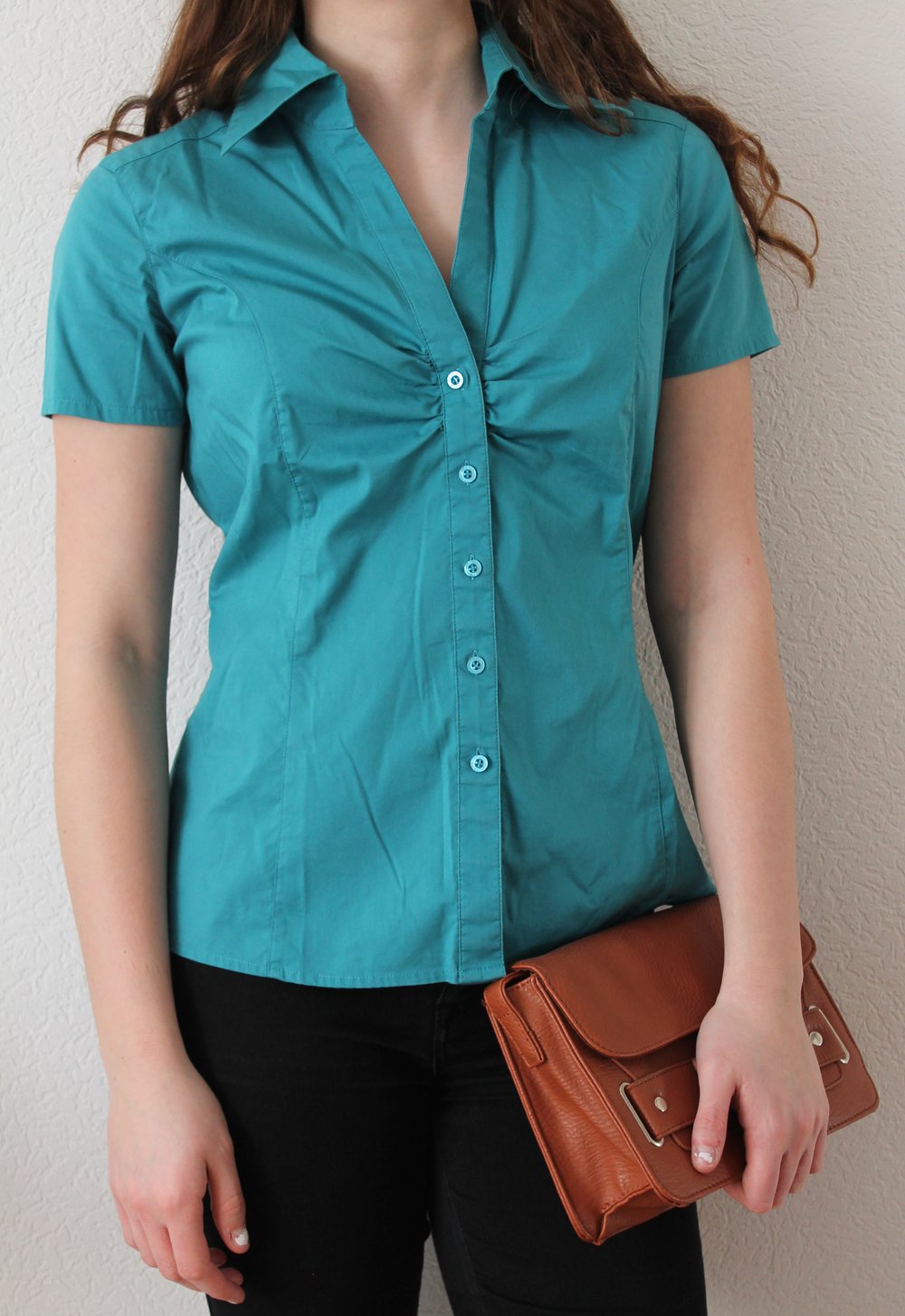 Blaue/Türkise Kurzarmbluse von Esprit