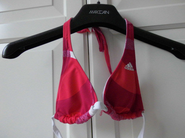 Adidas; Bikini Oberteil, Push Up, Gr. 36, rot - weiß 