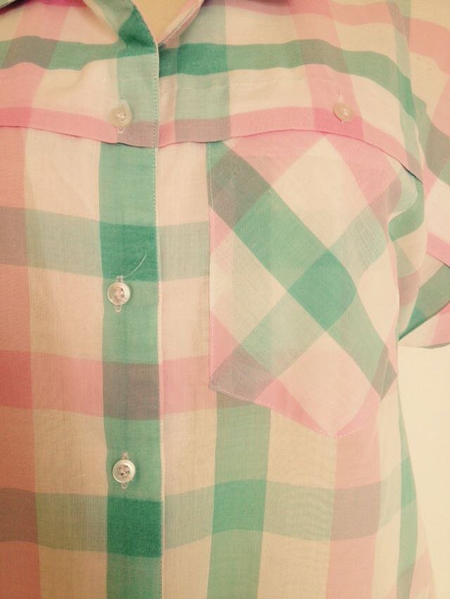 Exclusive Vintage Karo/ Pastellfarben Bluse 