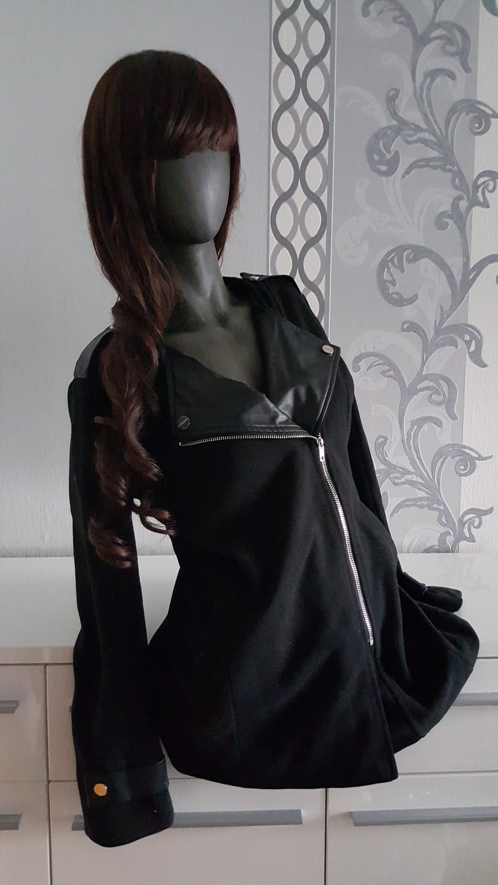 Biker Mantel schwarz ausgez. XL eher M / L 40