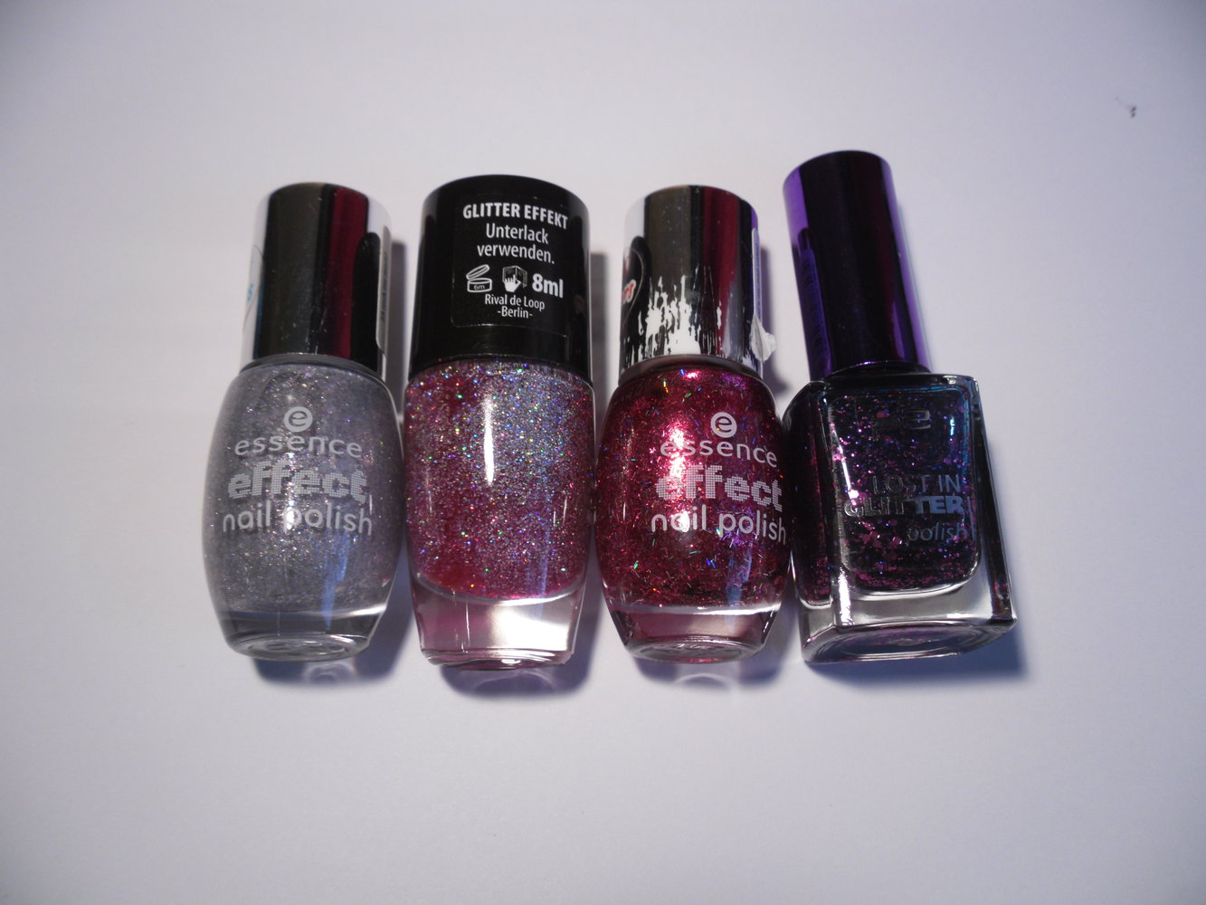 4 verschiedene Glitzer Nagellack 