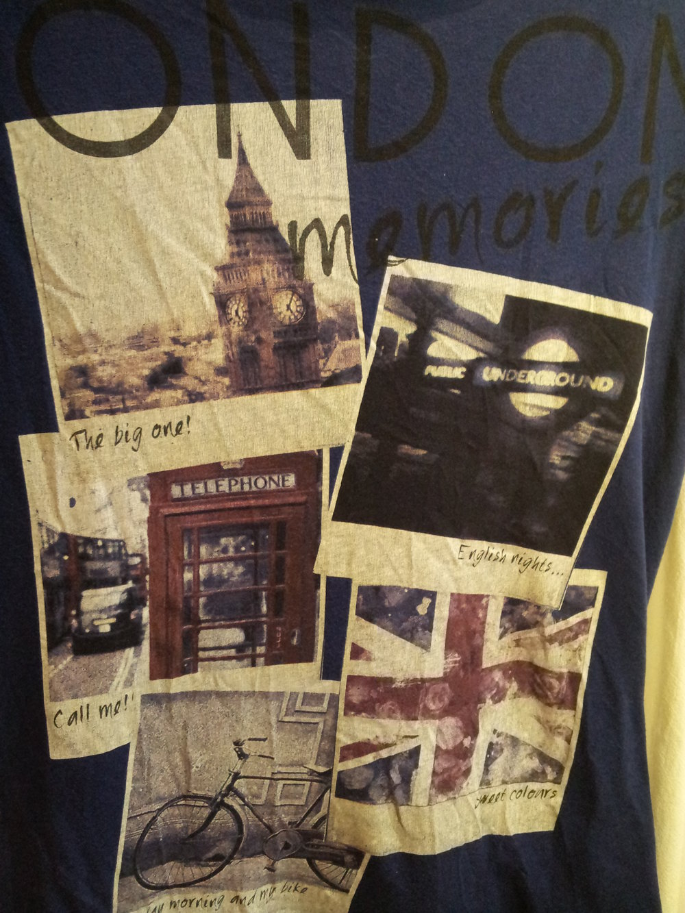 Blaues Shirt mit London Bildern Gr S