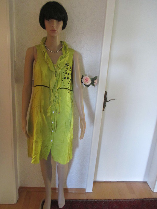 NEU * Seiden-Chiffon * Etui- KLEID mit Strass- Steinen 