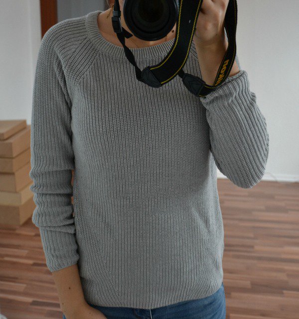 Grauer Strickpullover von New Yorker Amisu 34 XS Strick Blogger