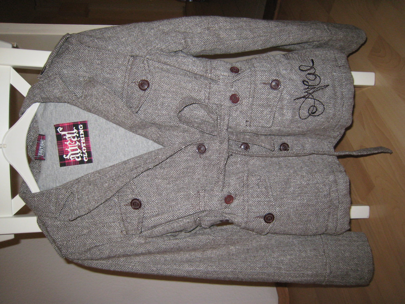 coole Aveal Jacke Blazer Jacket Kurzmantel Medium M 38 braun beige grau Fischgrät