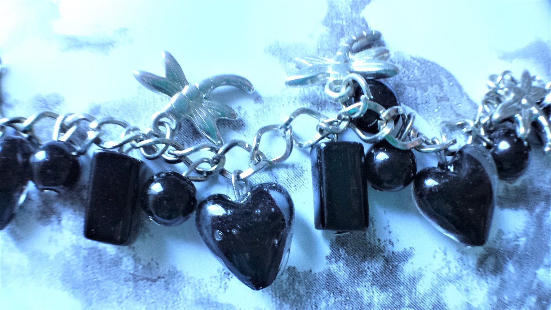 Venedig - Schwarzes Muranoglas Bettelarmband