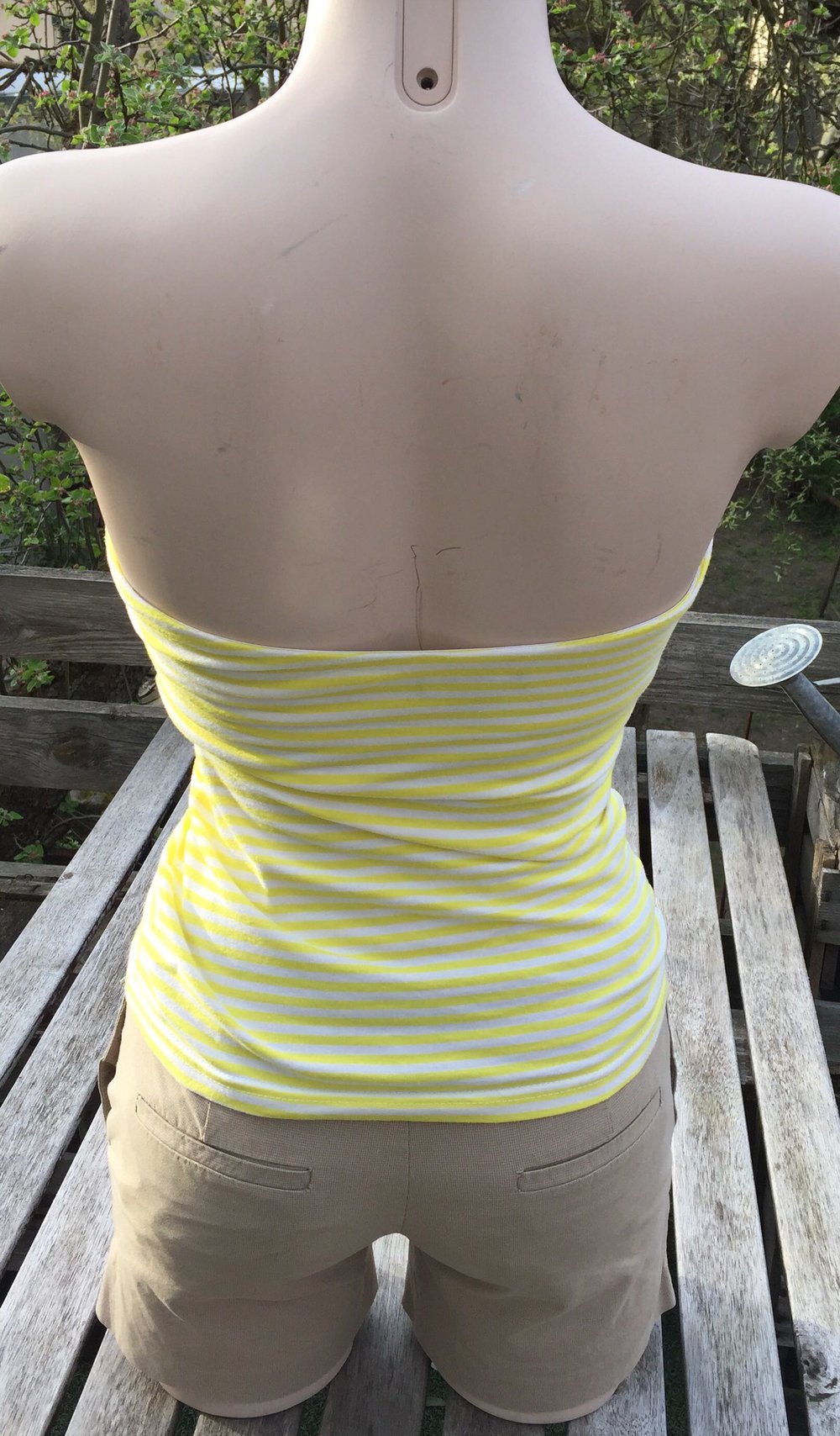 H&M Tubetop TUBE gelb / weiß Gr. XS