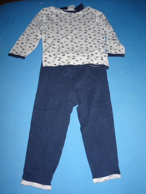 Schlafanzug Gr. 104 Langarm blau