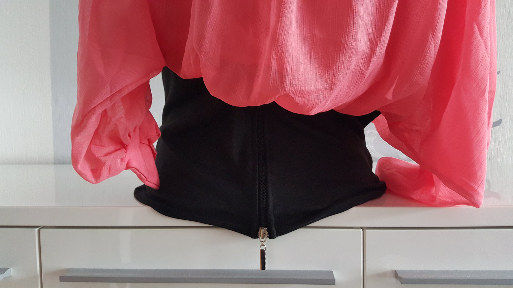 luftige Apricot Bluse mit Reißverschluss M L 38 40