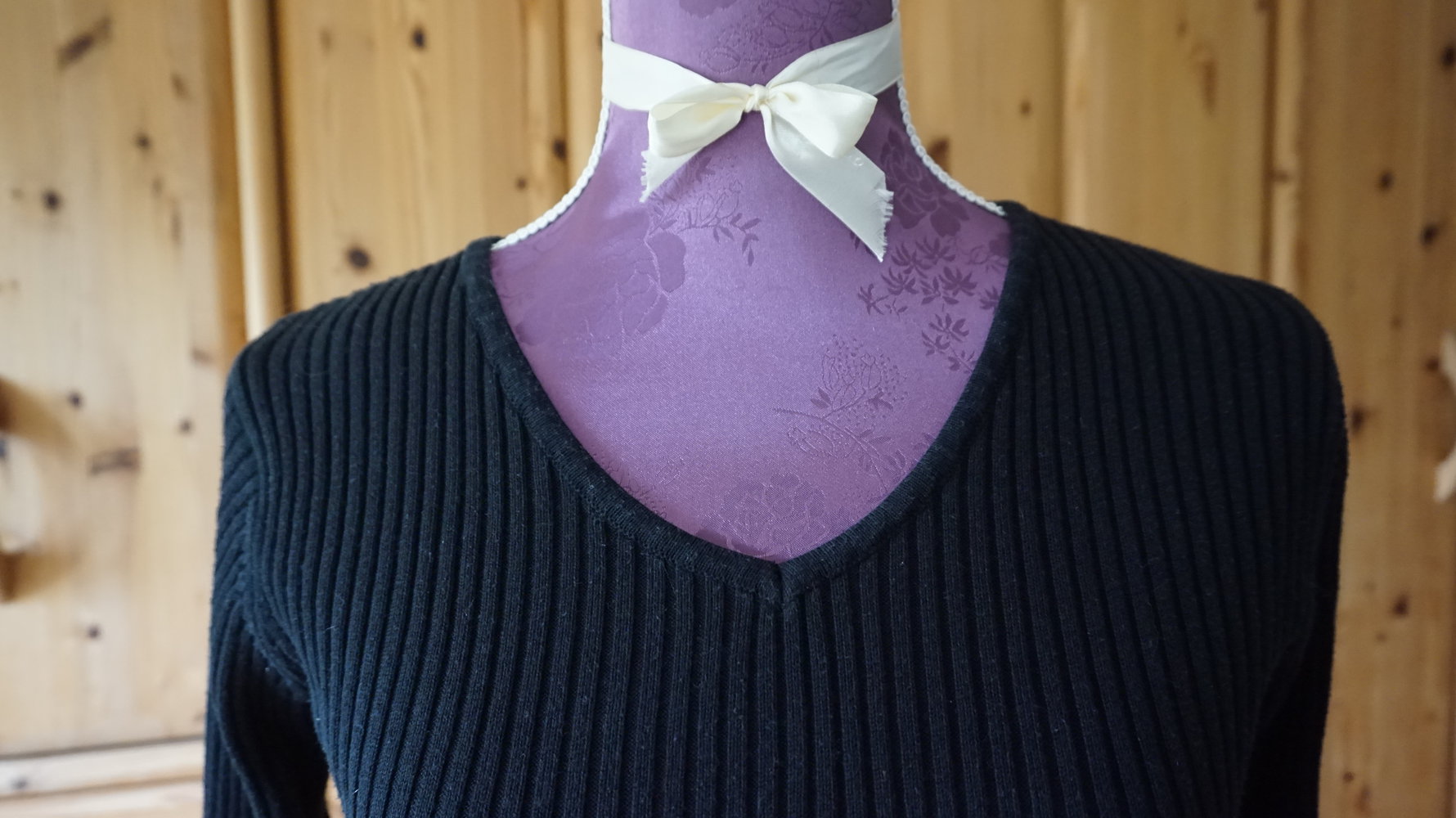 geripptes Oberteil langärmlig schwarz S