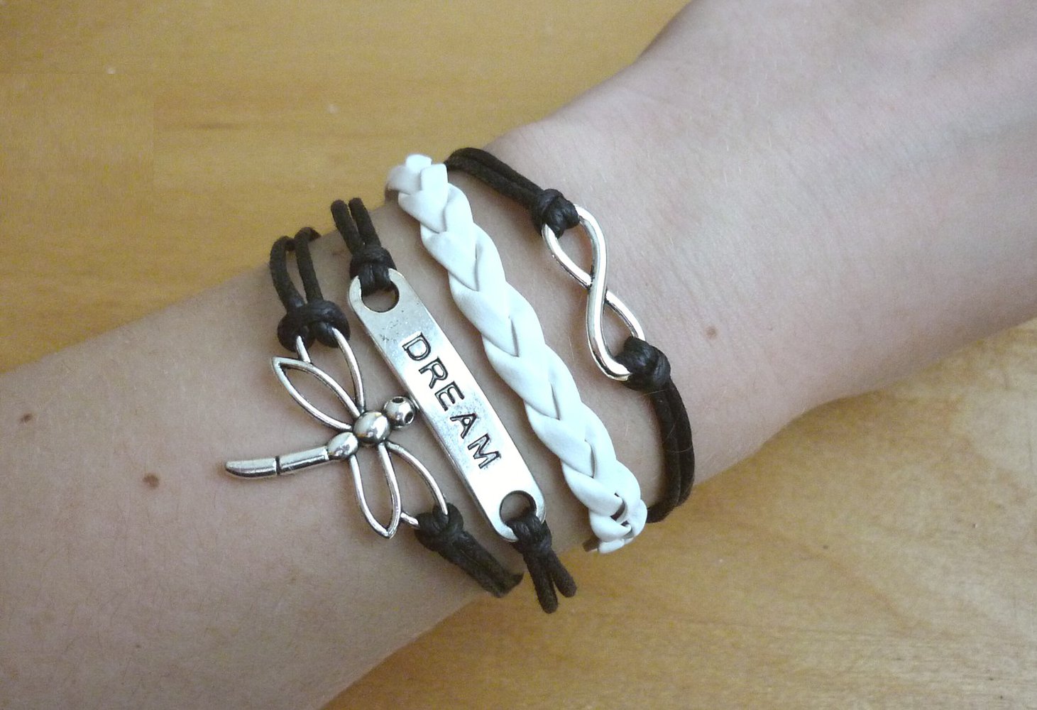 Armband Infinity Charm Freundschftsarmband Libelle schwarz gothic