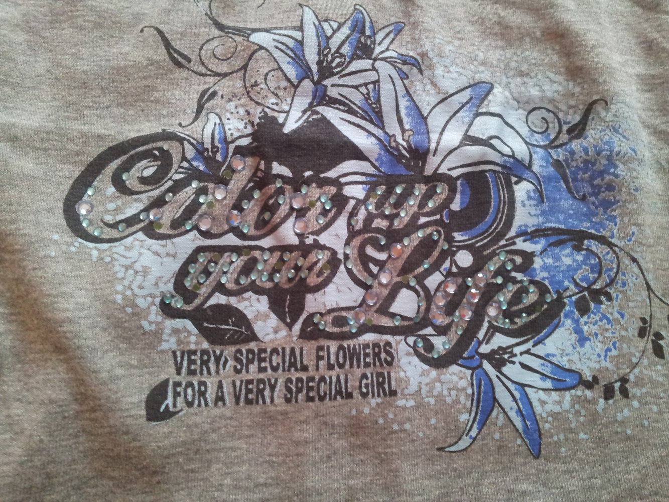 Top Tanktop grau Druck Strass Benetton Gr. S 