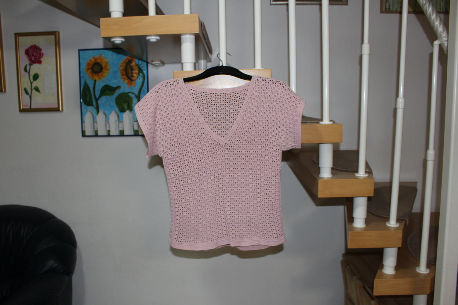 360. Einzelstuck! Häckelshirt, Gr. 38, handgemacht, Farbe - altrosa