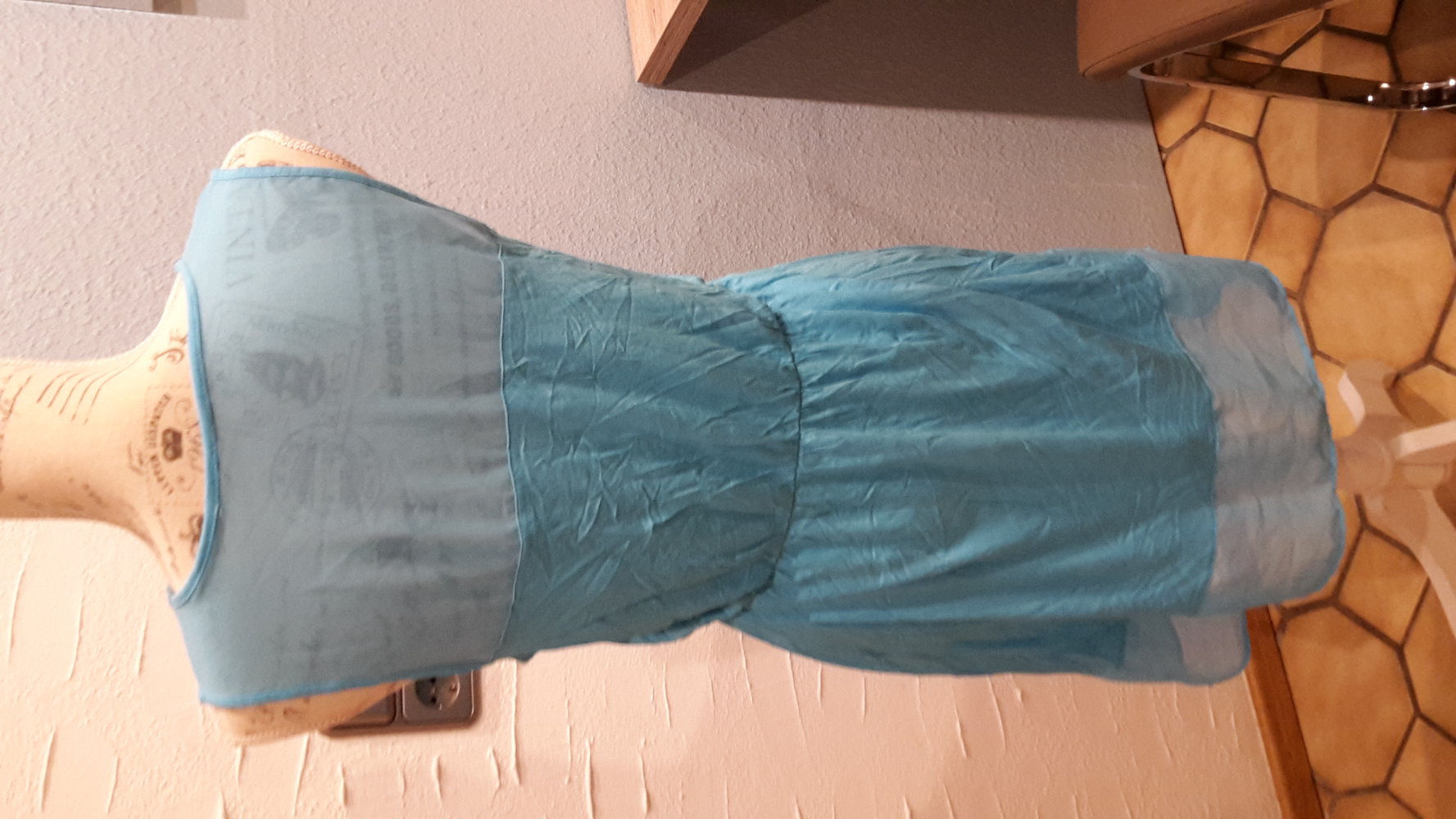 hellblau türkis sommer kleid transparent gr.38 luftig