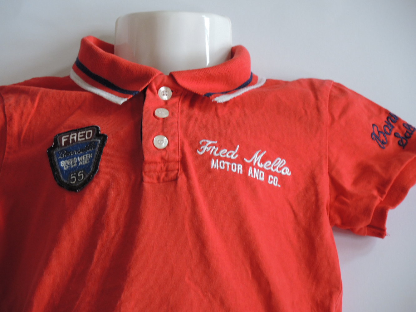 Cooles Luxus Polo Shirt rot mit Rücken Print Gr.4 104 110 Limited Edition von Fred Mello