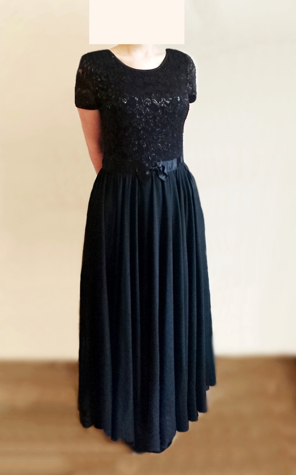 Abendkleid schwarz Glitzer Spitze Abiball Jugendweihe Konfirmation