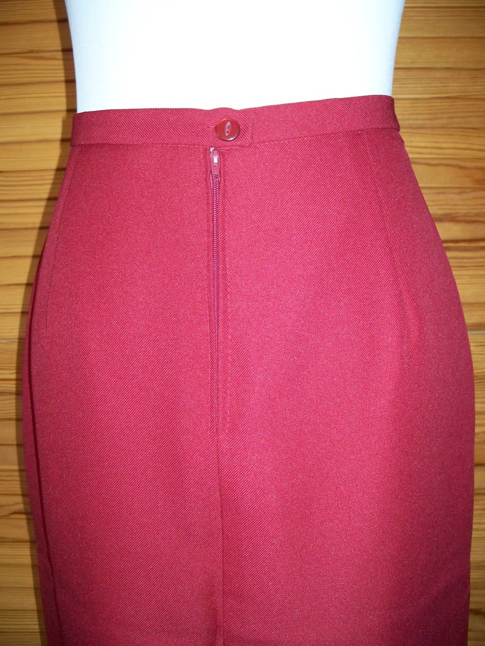 VINTAGE// Schöner roter Midirock (highwaist) mit Knöpfen von *Trevira* Gr. 34/ 36 Herbst