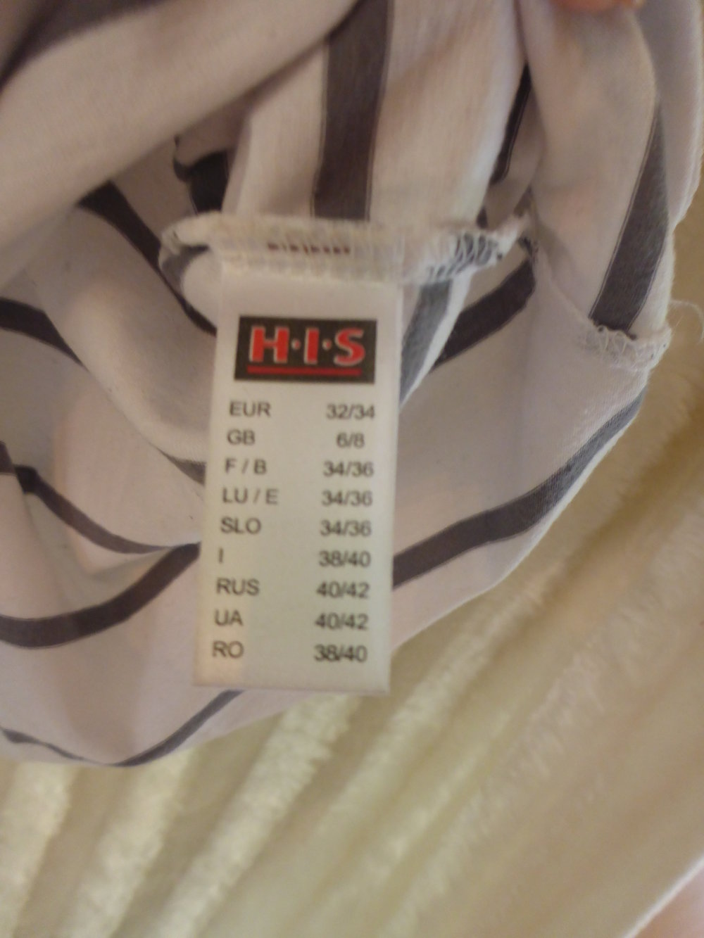 HIS Top , Gr. 32 /34, weiß-grau