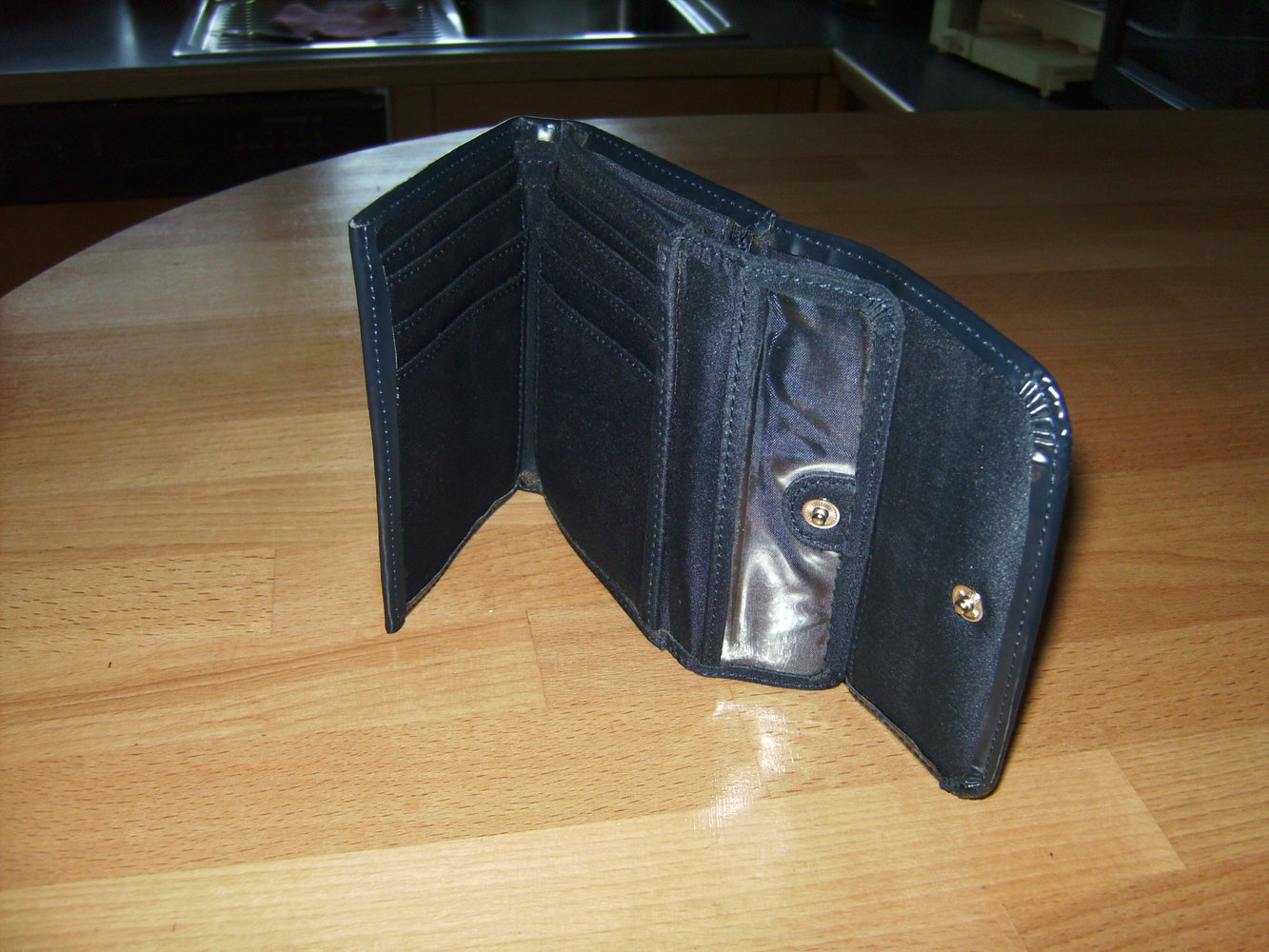 Portemonnaie, Börse, Geldbeutel, Kunstleder dunkelblau,