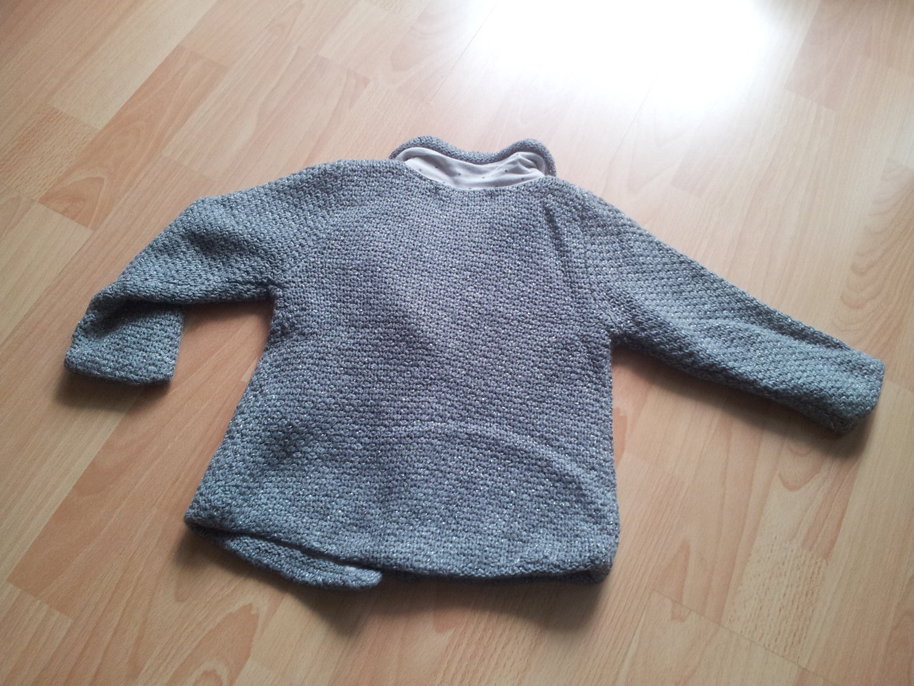  Strickjacke Strick Mantel kurz Zara Gr. 94 grau silber
