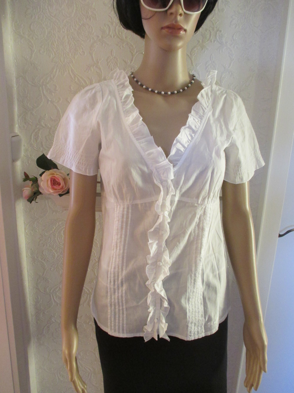 NEU mit ETIKETT Rüschen Romantik Volant Trachten Dirndl Baumwolle Batist Bluse 