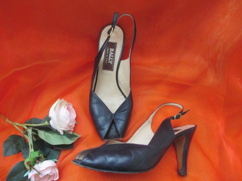 Original VINTAGE * Echt Leder * High- Heels * Peep Toes * Slingbacks * Sling- Pumps * Schuhe 