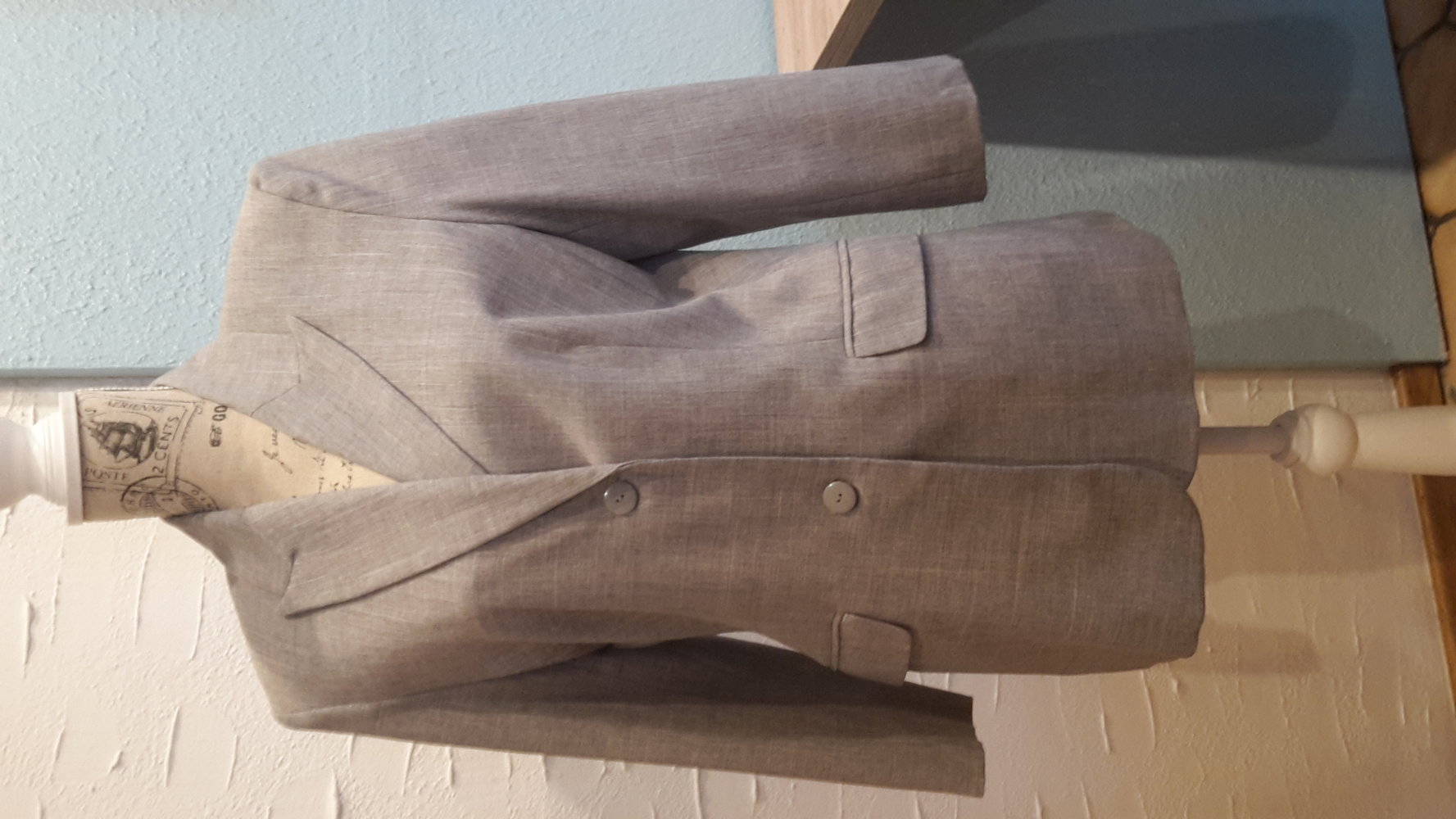 hellgrauer Hosenanzug,meliert,Hose 38, Blazer 40, 4/5/6 Fashion Conzept