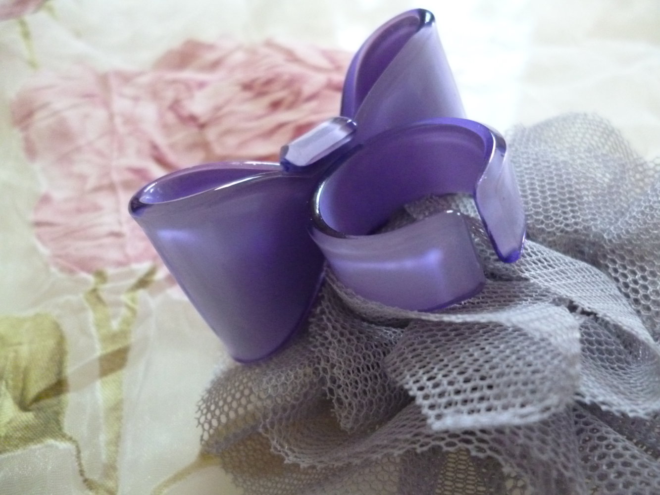 Schleifen Statementring flieder uni