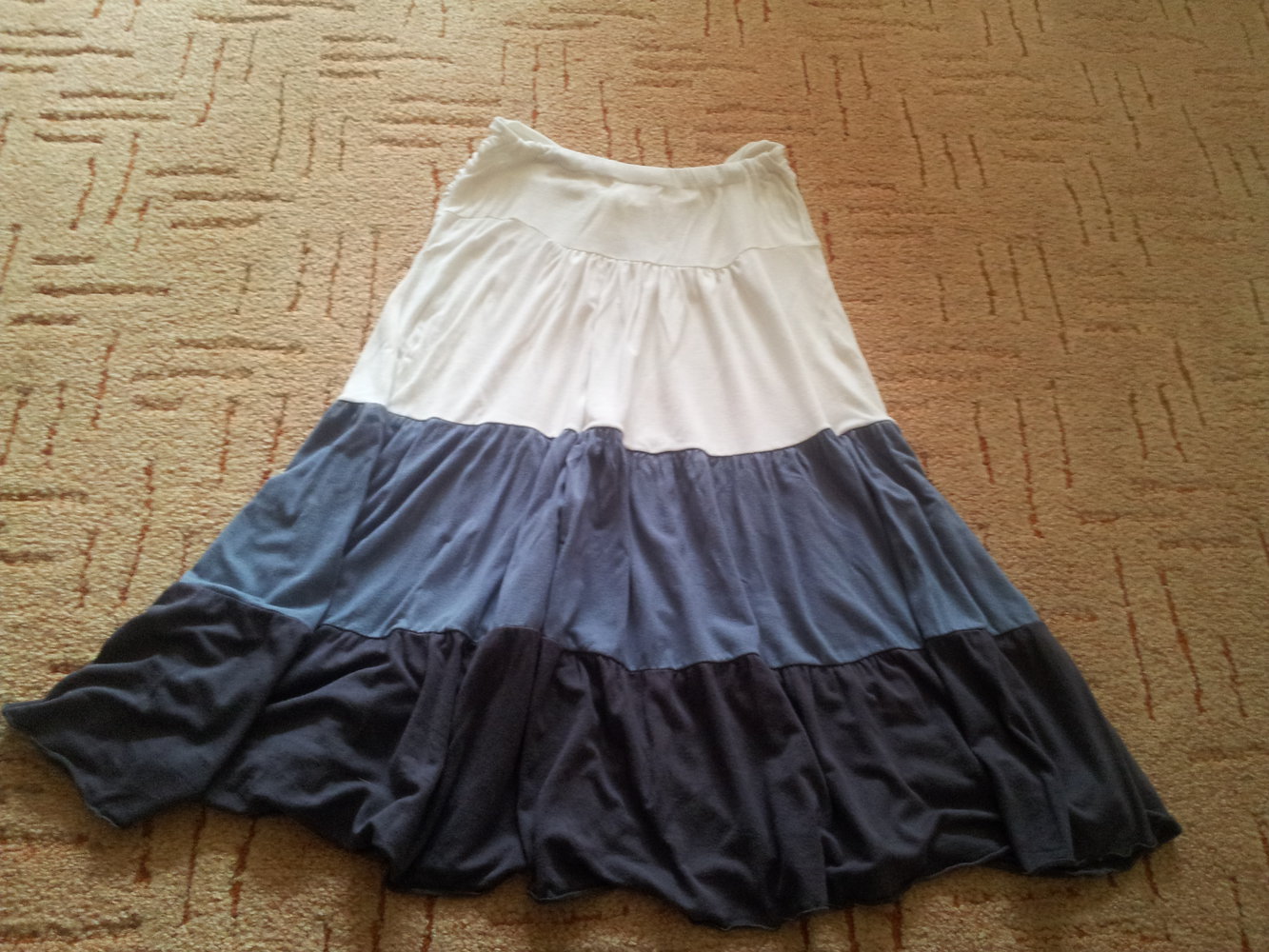 Bondeau Top Gr. S M Stretch weiß blau anthrazit Streifen