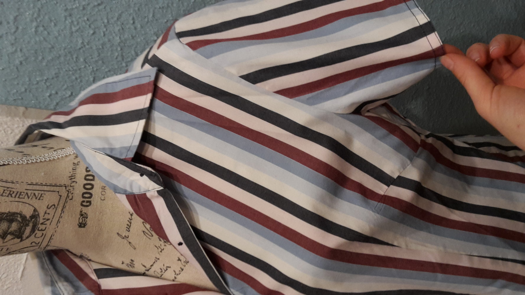 Streifen, gestreift, blau rot kurzärmlig Sommer onetouch Bluse M