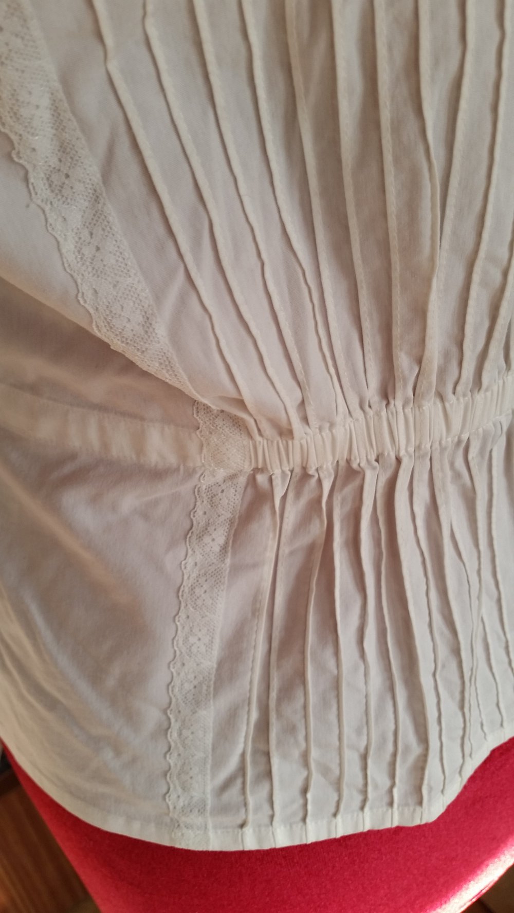 Bluse, Apriori, tailliert, cremefarben, Größe 36, mit Biesen