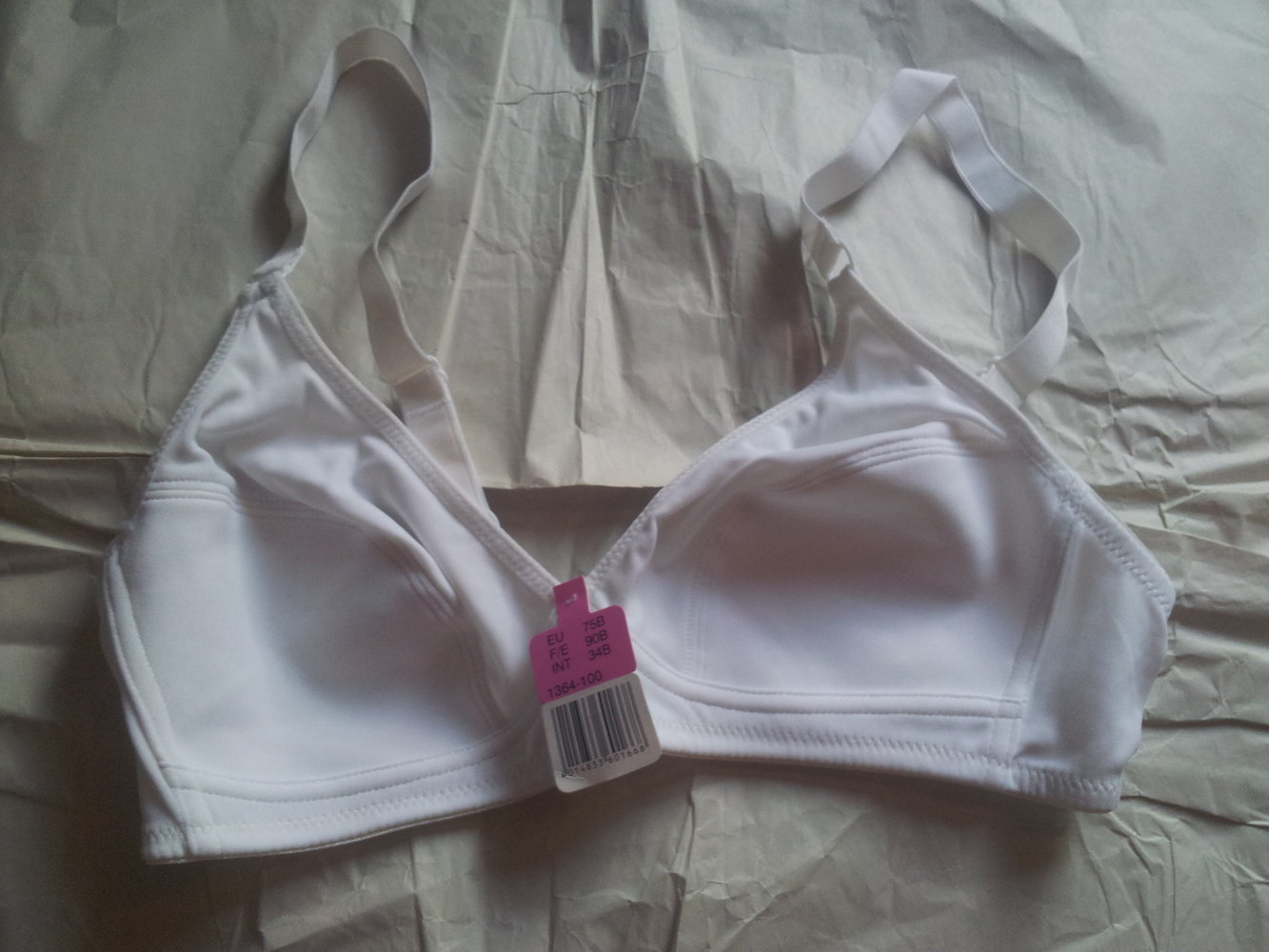 weißer BH ohne Bügel, 75B