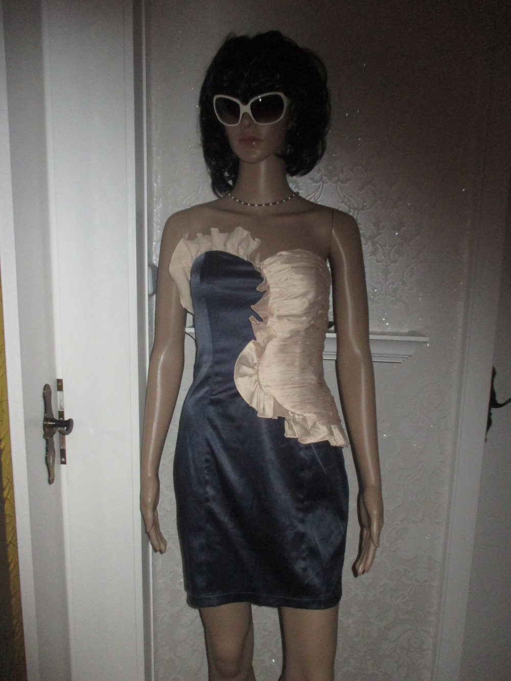 NEU * Cocktail * Ausgeh * Ball * Seiden Satin * Bodycon * Rüschen * Volant * Bustier * Mini- Kleid 