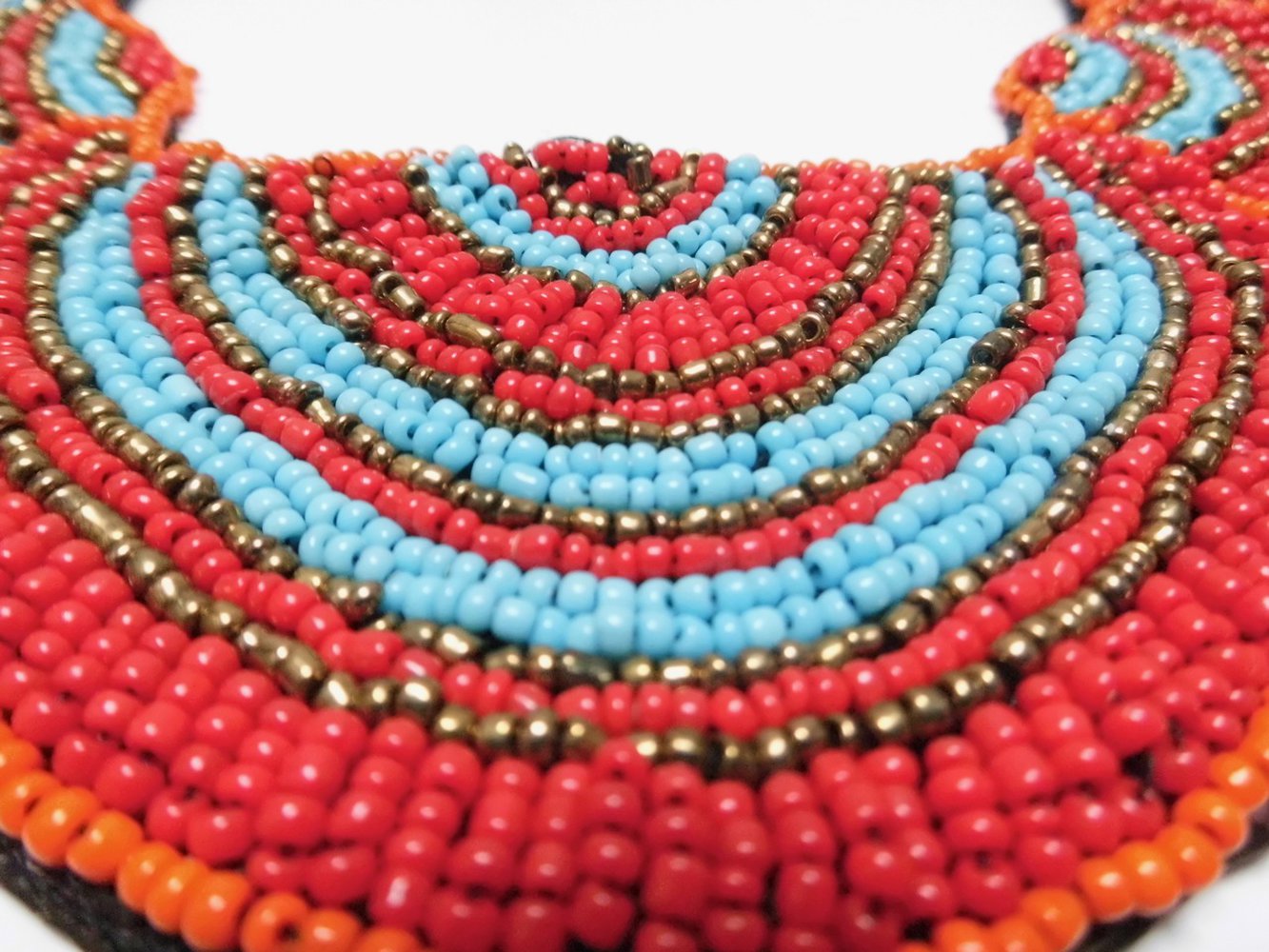 Statementkette türkis rot Perlen