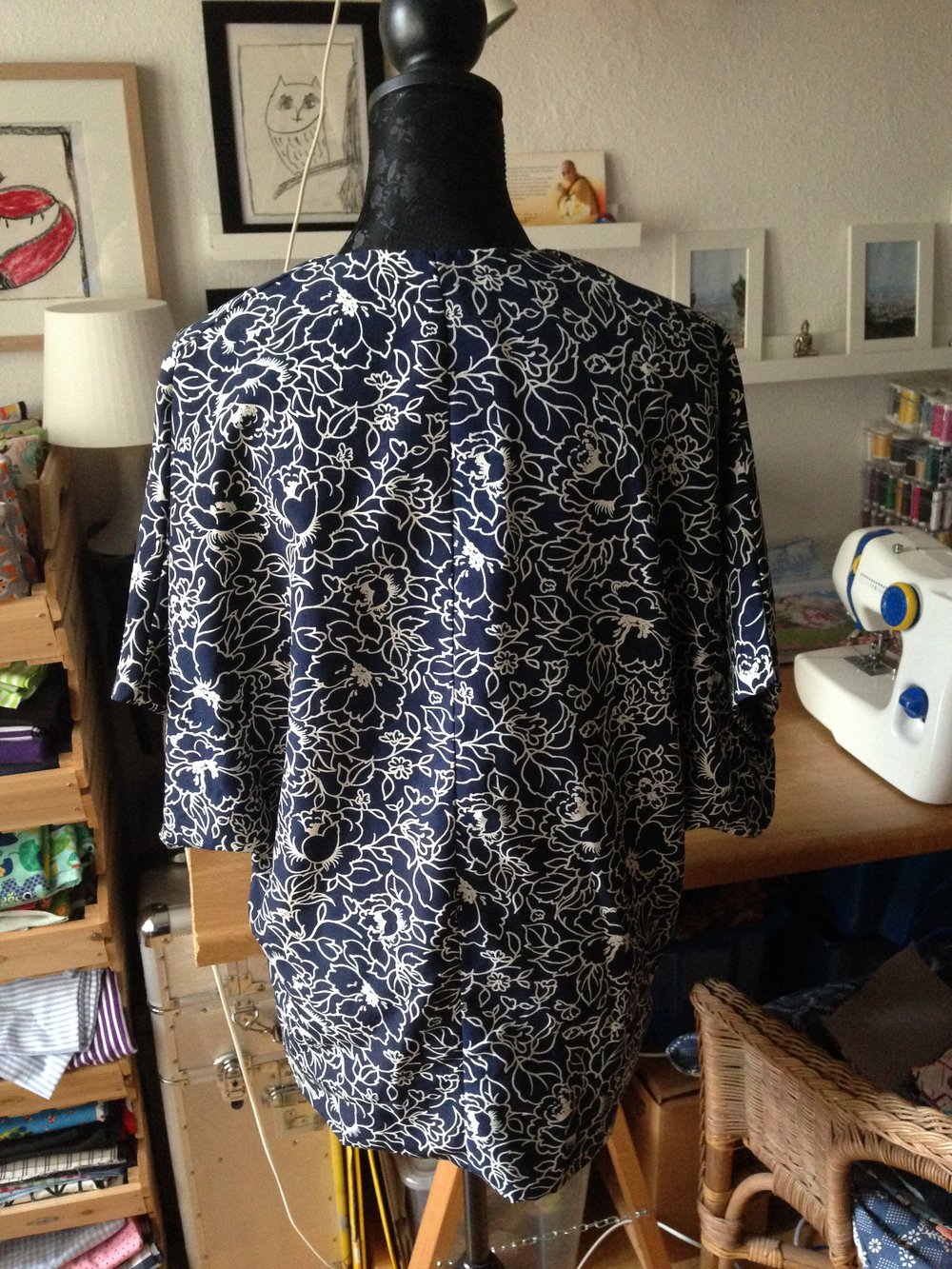 blau / weiße Kimono Jacke 