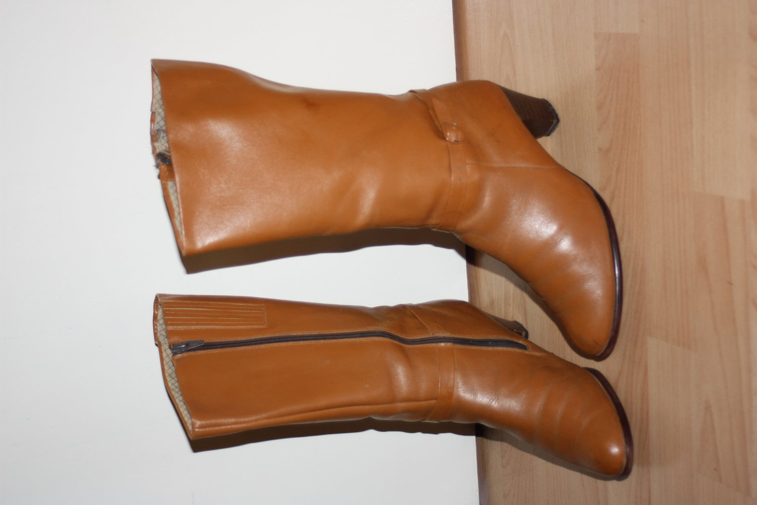 Damen Stiefel, Boots, Echtleder, cognac-braun, Gr. 40