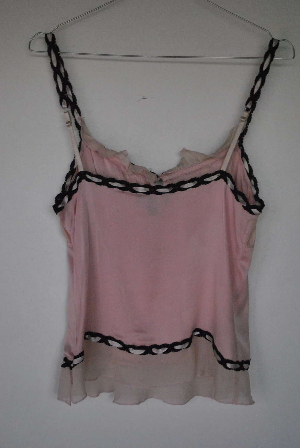 Top in  Burlesque-Stil supersüß rosa Gr S echte Seide  Stretch