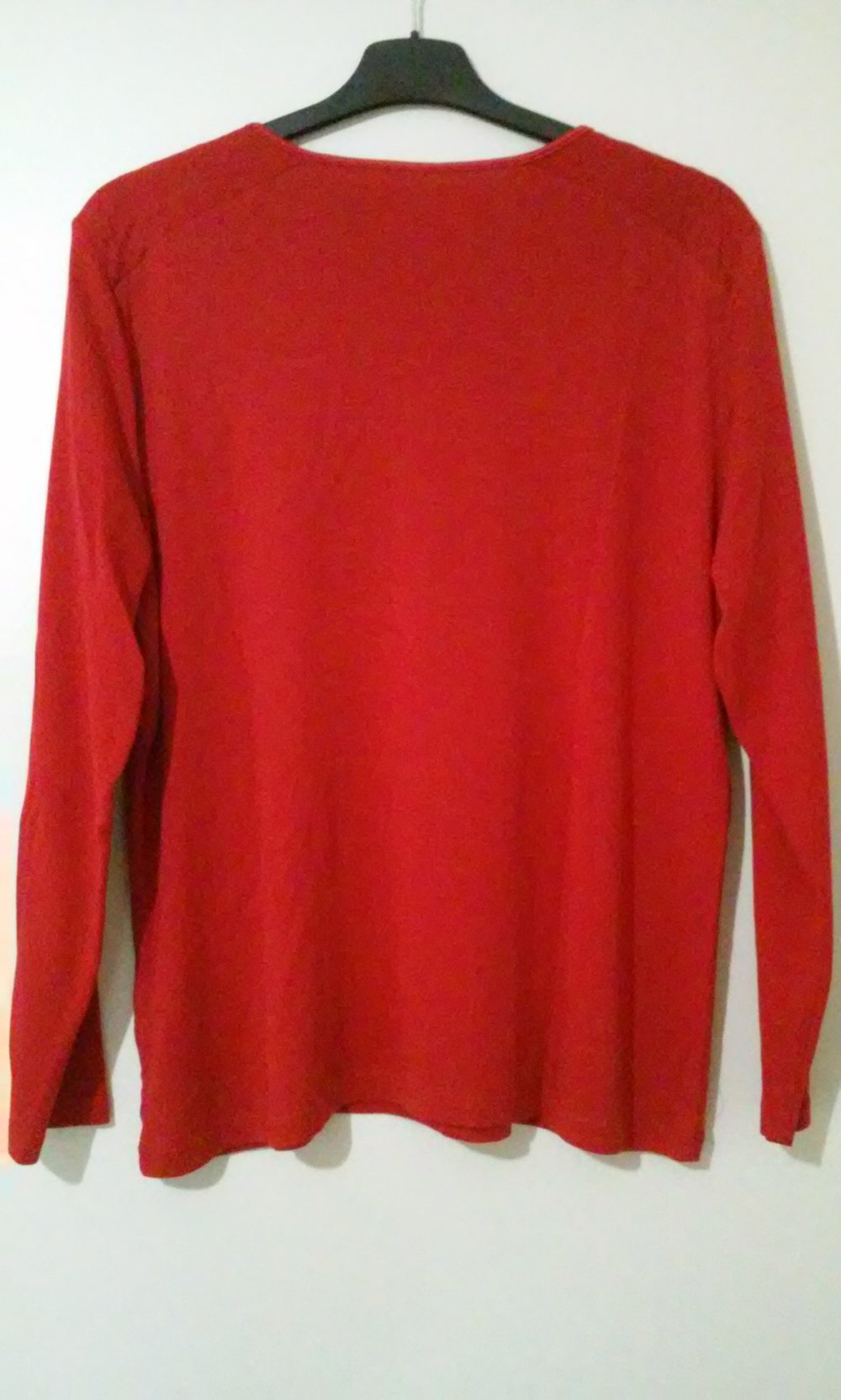 Shirt rot/strech langarm Rundhalsausschnitt Schulterbereich doppellagig gesteppt 