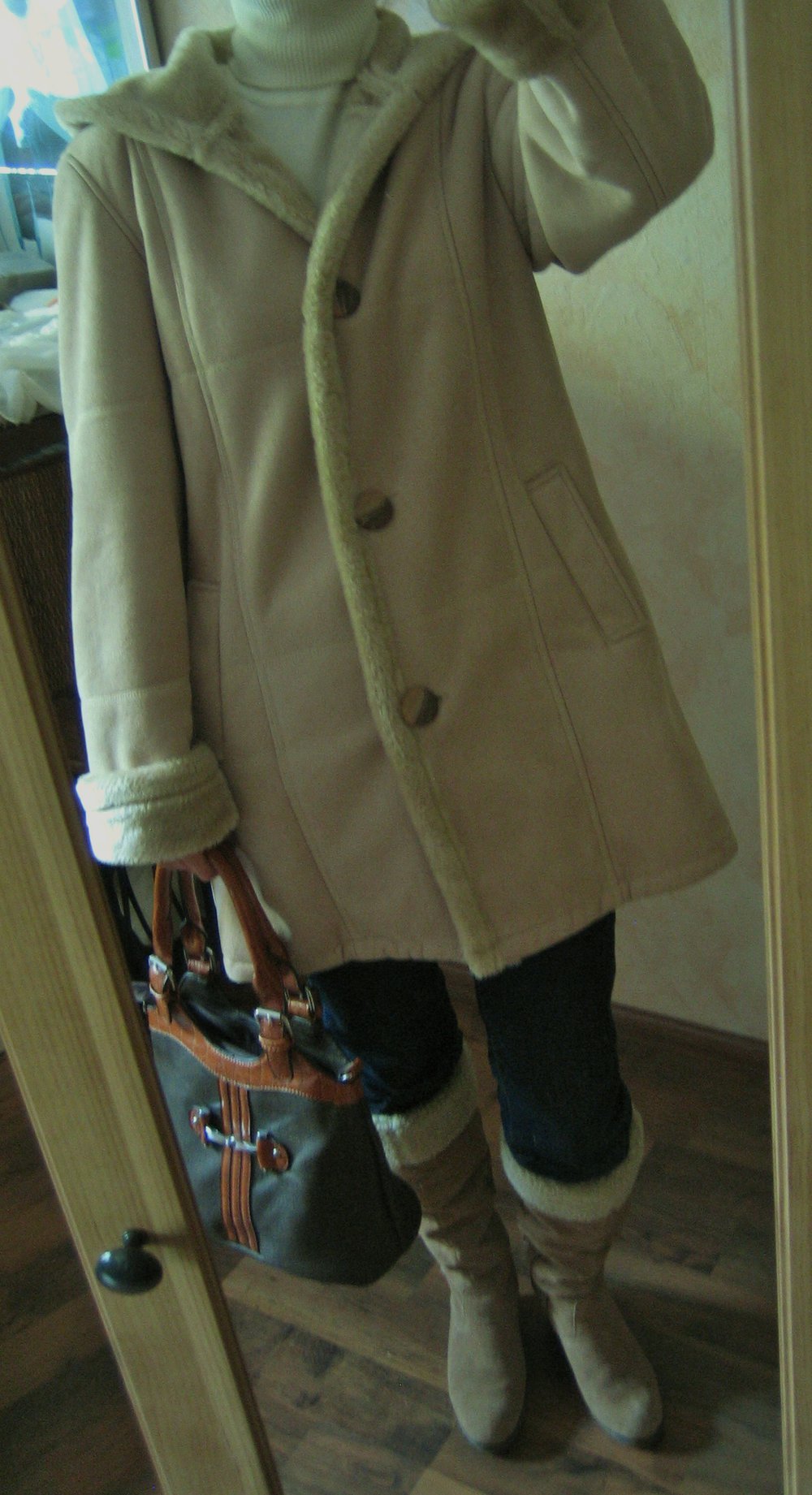 Wildleder Stiefel mit Fell Keilabsatz