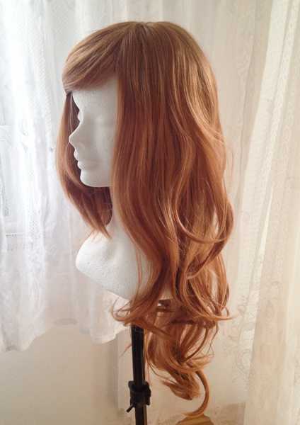 Braune gelockte Perücke